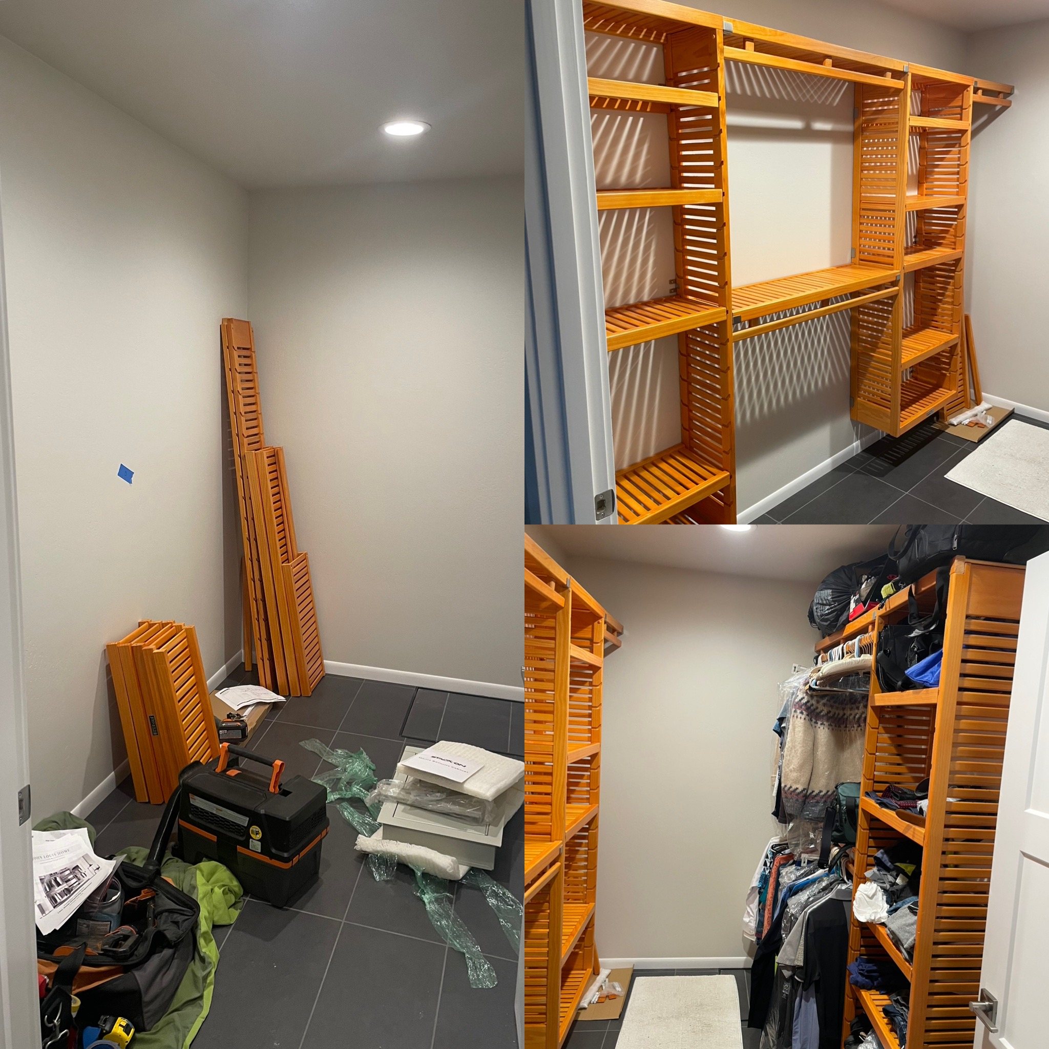 Finished interior closet door installation